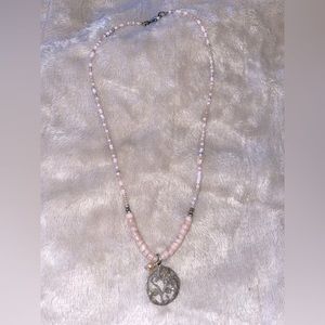 Silpada Pink Soapstone and Sterling Silver Cutout - 16" necklace
